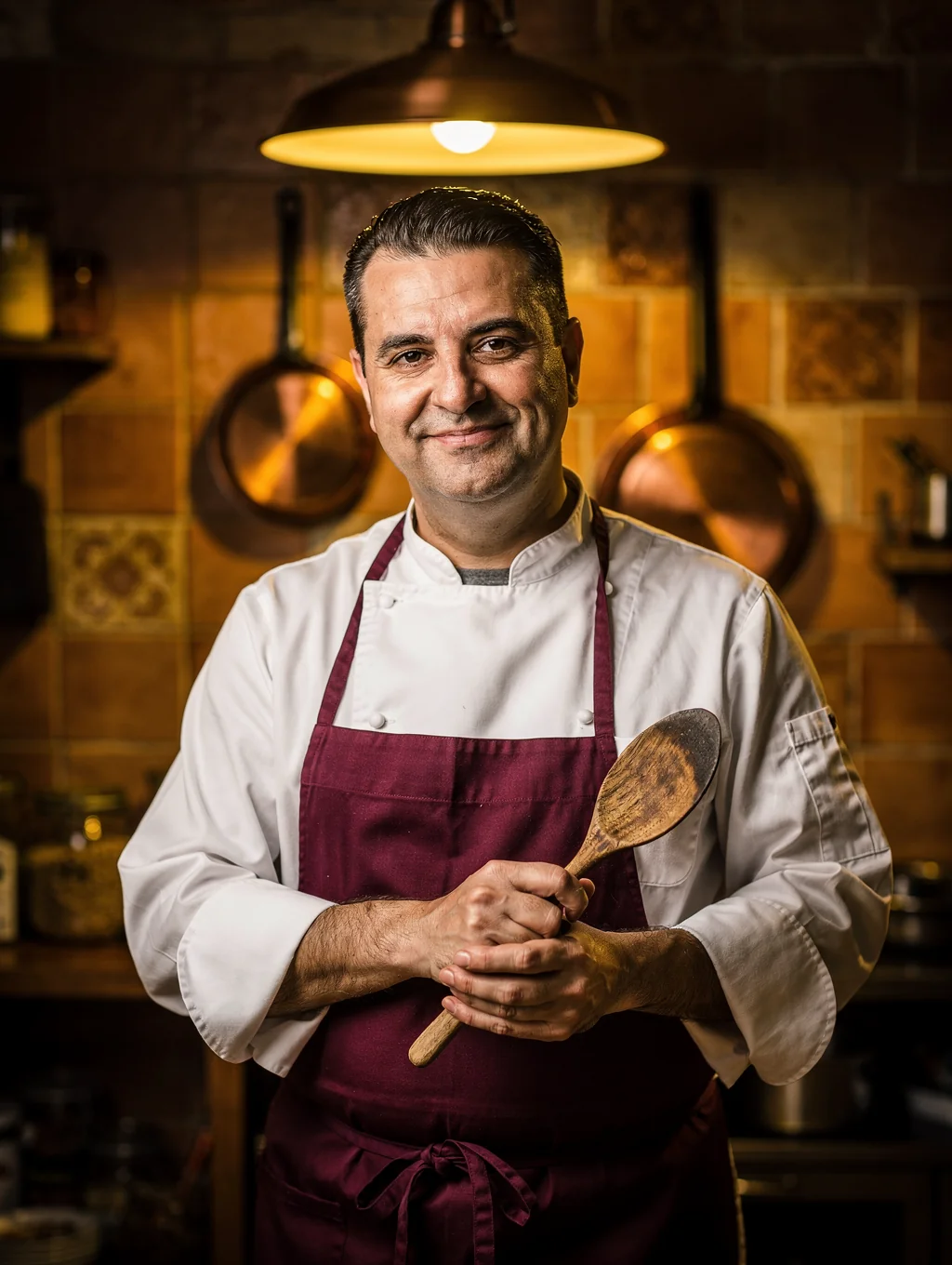Chef Alessandro Conti plating fresh pasta in the kitchen
