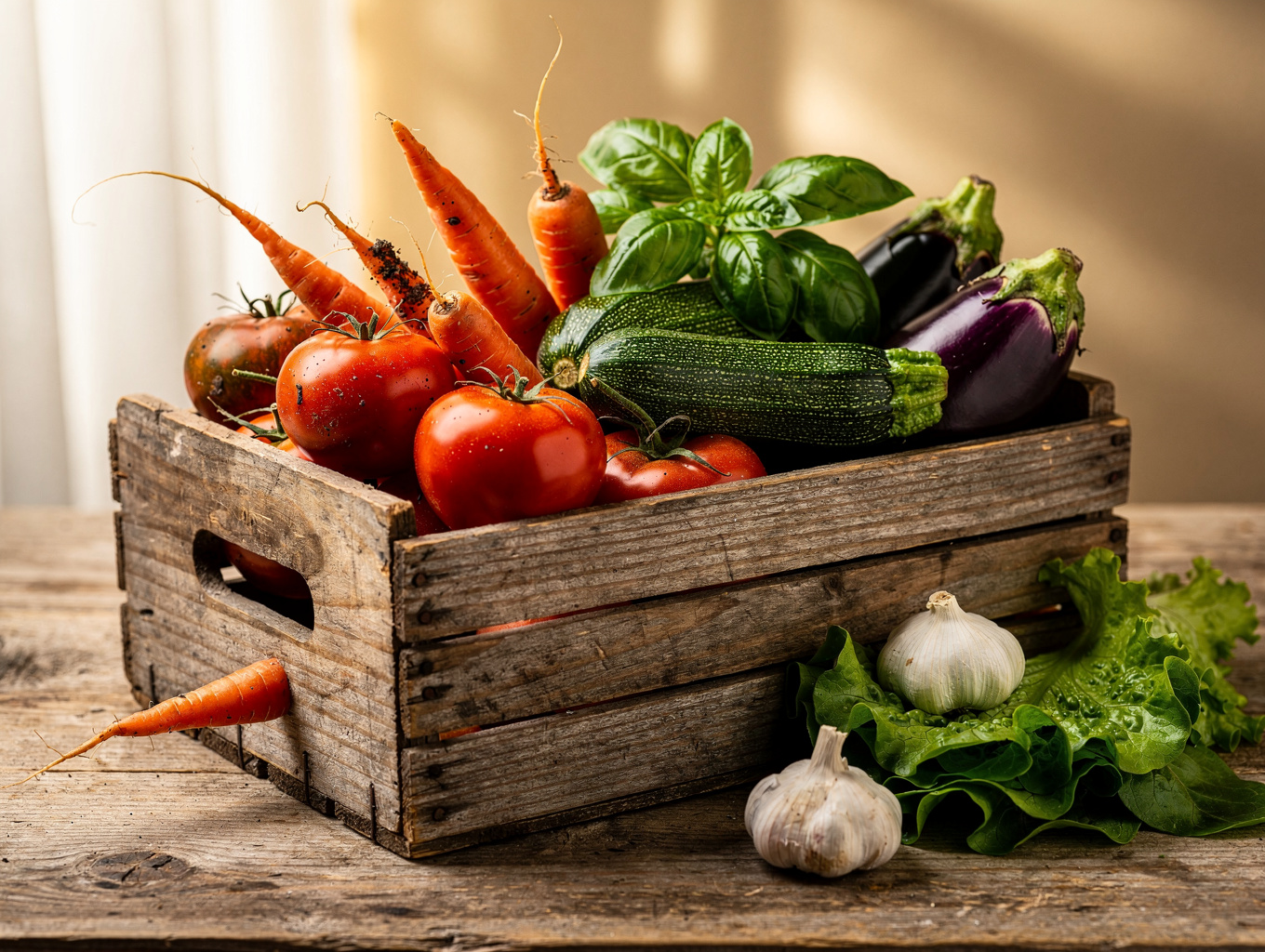 Fresh seasonal vegetables and herbs
